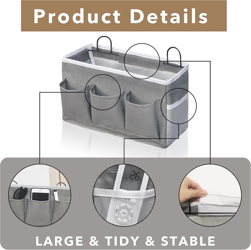 Kanrichu 2pcs 3-pockets Large Wall Hanging Organizer Bag, Linen Fabric Door Hanging Storage Baskets with Pockets, Waterproof Bin for Kitchen, Bedroom, Office, RV Camper (Khaki-3pcs) - Image 5